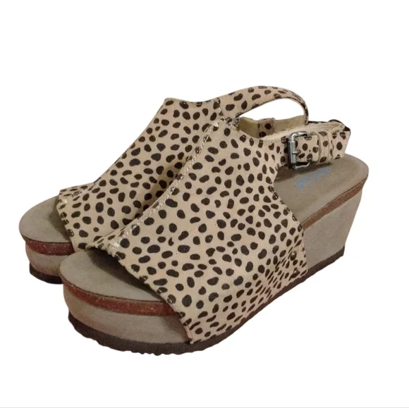 Axxiom Cheetah Print Cushioned Wedge Sandals Black and Tan Sling Back Sandals 8M - Picture 8 of 11